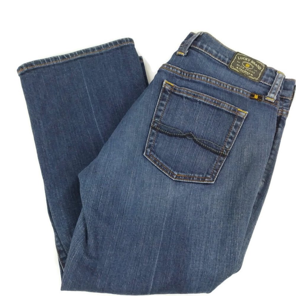 Lucky Brand Womens Mid-Rise Distressed Danville Classic Rider Crop Jeans Sz 6/28